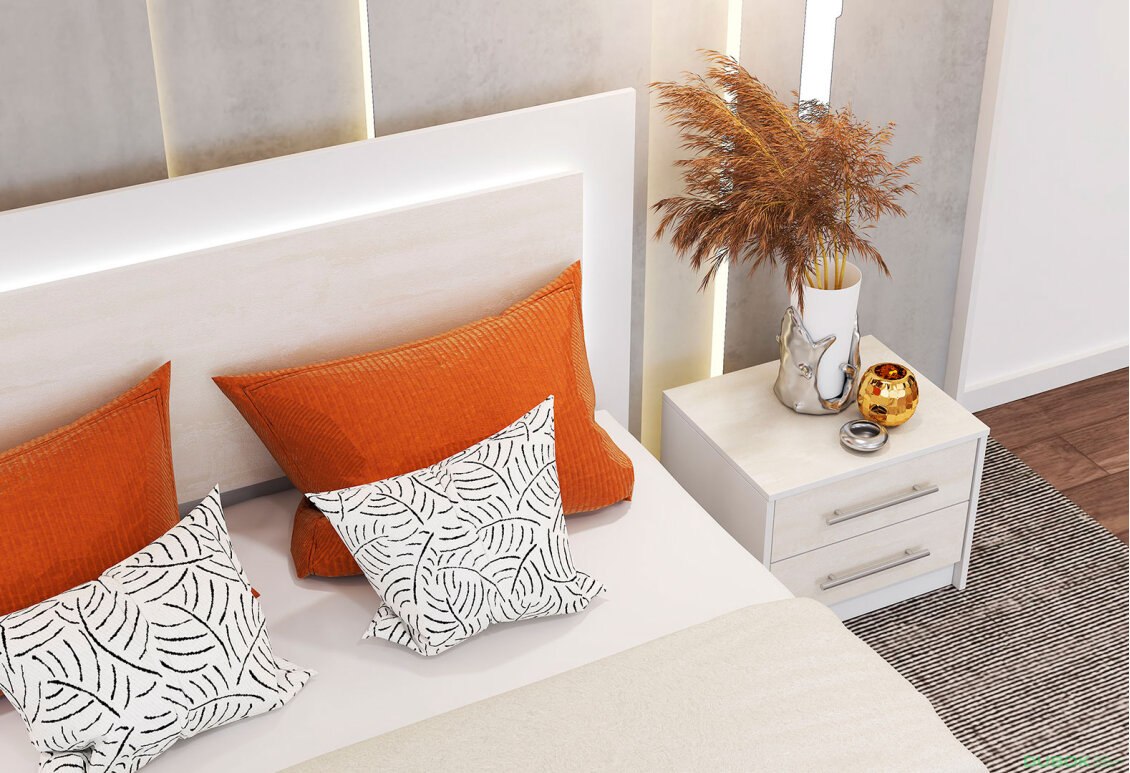 Obrázek 4 - Postel 160x200 + LED Aurelia silk / bílý Idczak meble