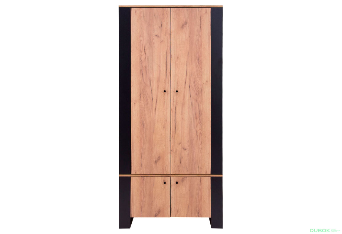 Obrázek 2 - Skříň čtyřdveřová Wood 90x195x55 cm Dub craft zlatý
