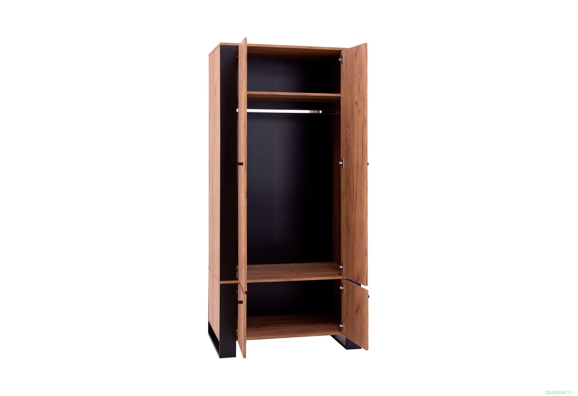 Obrázek 3 - Skříň čtyřdveřová Wood 90x195x55 cm Dub craft zlatý