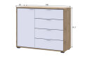 Obrázek 3 - Komoda s dvířky a 4 zásuvkami C1 100 cm Dub taho / Bílý
