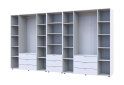 Obrázek 6 - Skříň osmidveřová s regálem se zásuvkami Gelar 370 cm bílý