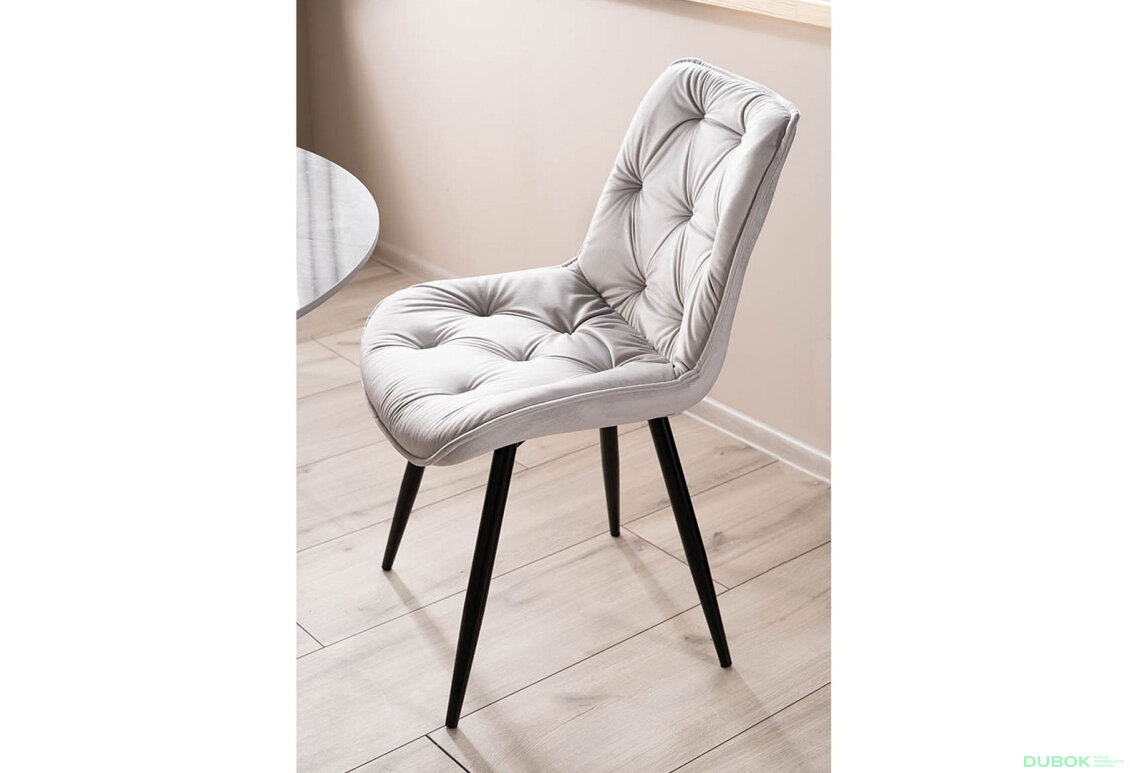 Obrázek 9 - Židle Cherry II Velvet světle šedý Bluvel 03, matná černá kov