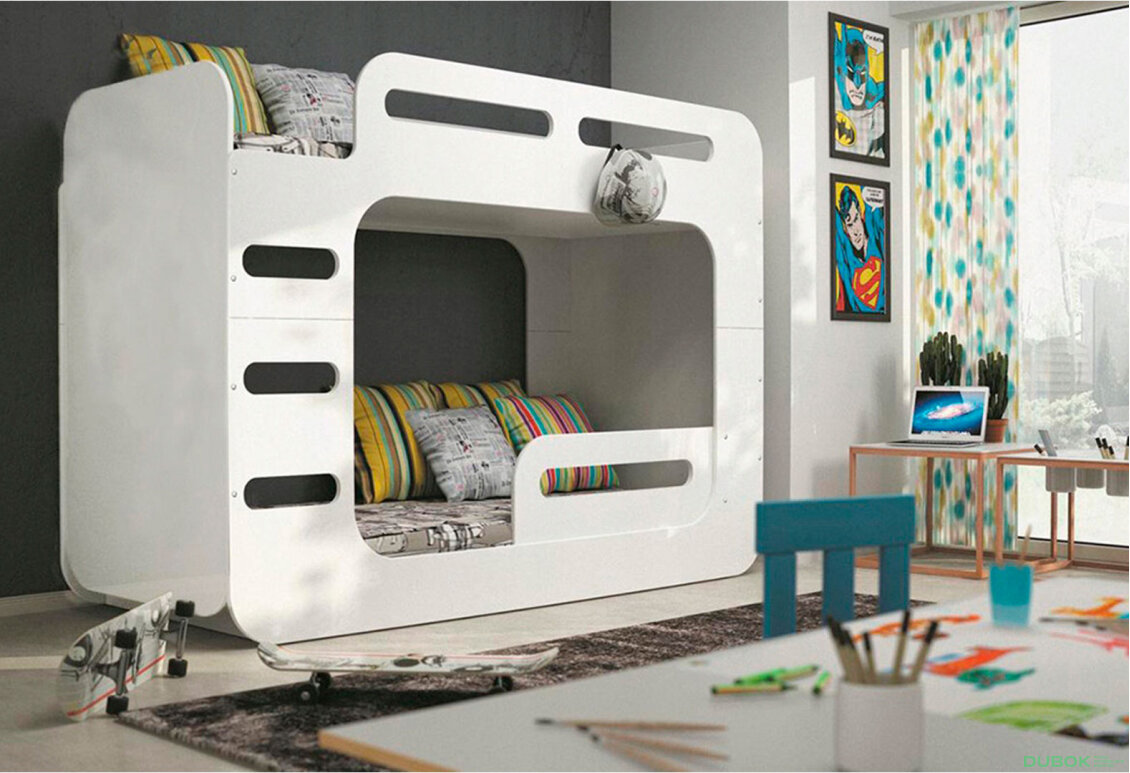 Obrázek 2 - Patrová postel Max 2 bílé 80x200 cm s roštem, matrací