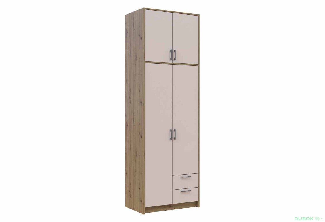 Obrázek 3 - Skříň Rondi s vysokým mezipatrem, dřevotříska Artisan Oak/Kašmír 2, 82x52x260