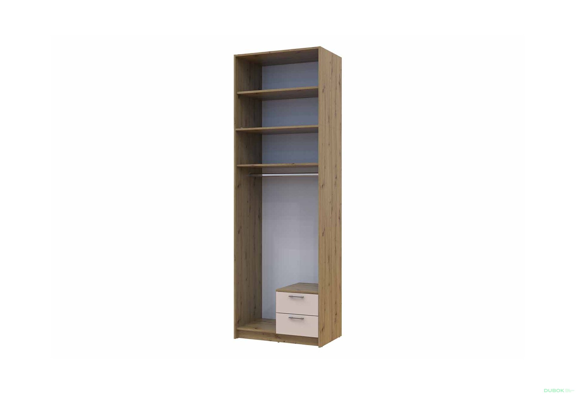 Obrázek 5 - Skříň Rondi s vysokým mezipatrem, dřevotříska Artisan Oak/Kašmír 2, 82x52x260