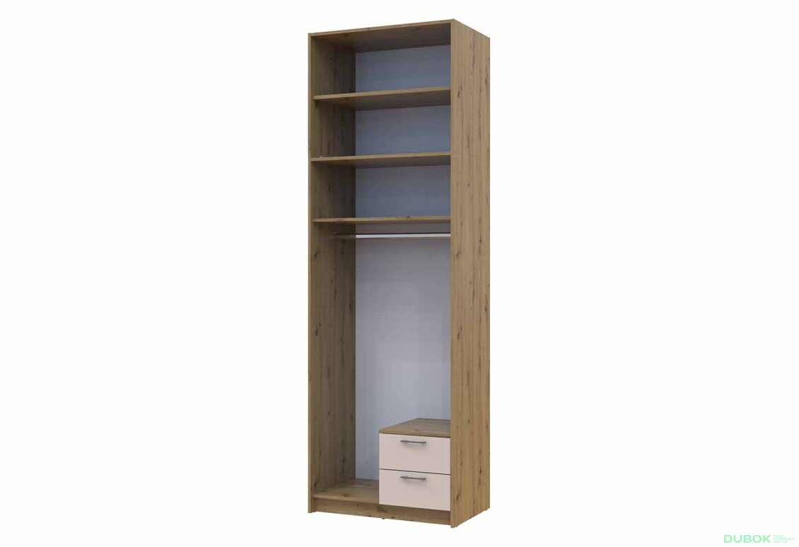 Obrázek 5 - Skříň Rondi s vysokým mezipatrem, dřevotříska Artisan Oak/Kašmír 2, 82x52x260