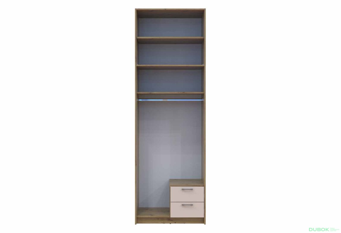 Obrázek 6 - Skříň Rondi s vysokým mezipatrem, dřevotříska Artisan Oak/Kašmír 2, 82x52x260