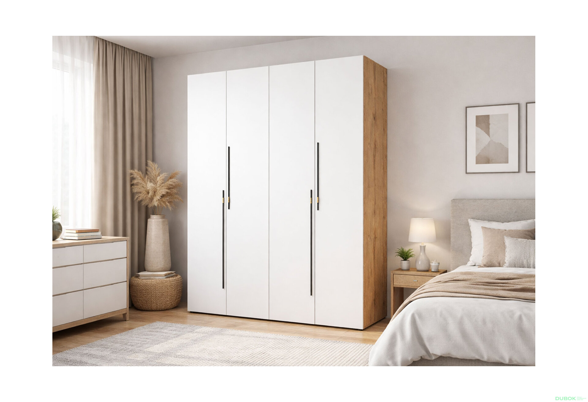 Obrázek 2 - Skříň 4D 160 cm dub appalačský / nymphaea alba Space