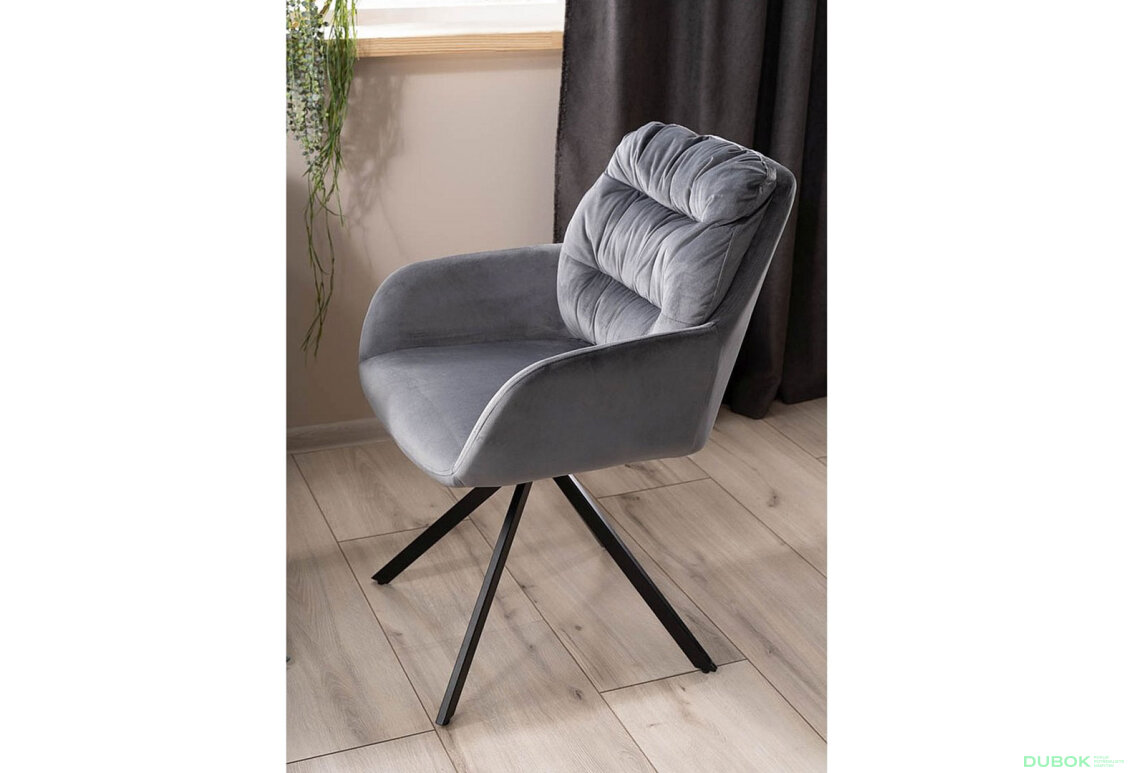 Obrázek 5 - Židle Spello Velvet šedý Bluvel 14, kov černá matná