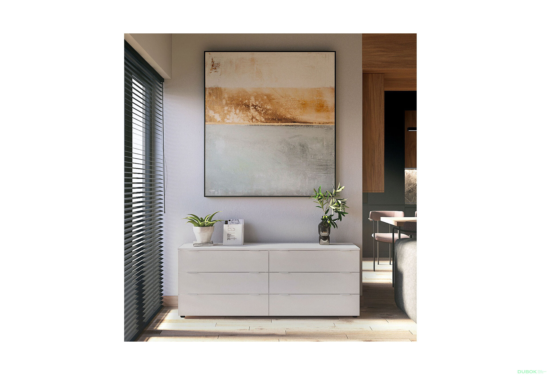 Obrázek 2 - Komoda Ron 9 s 6 zásuvkami 160х38х62 bílý