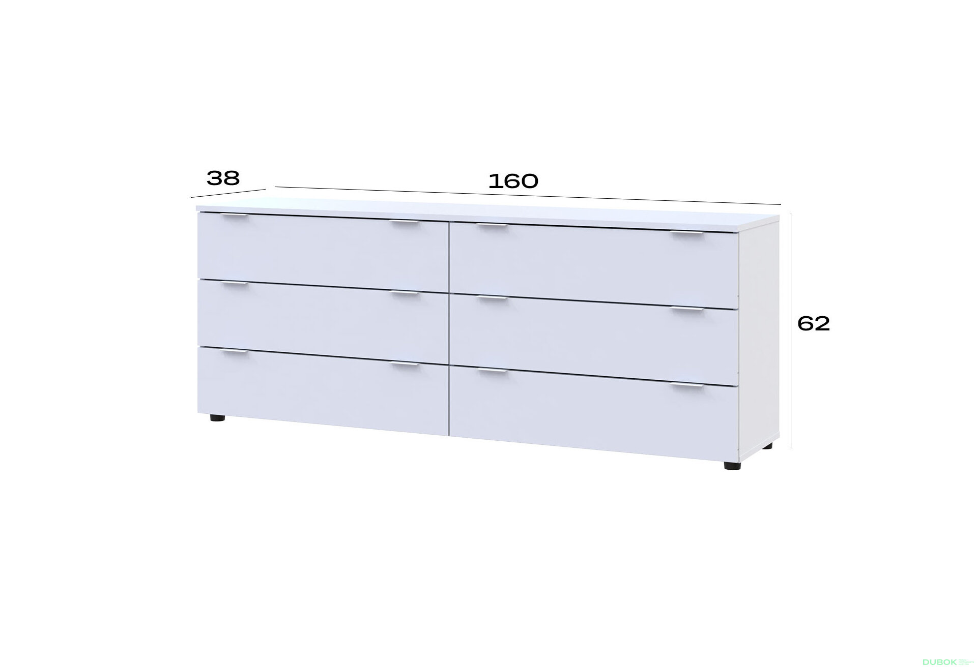 Obrázek 7 - Komoda Ron 9 s 6 zásuvkami 160х38х62 bílý
