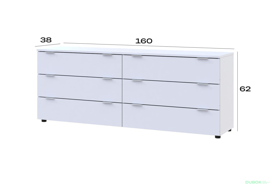 Obrázek 7 - Komoda Ron 9 s 6 zásuvkami 160х38х62 bílý