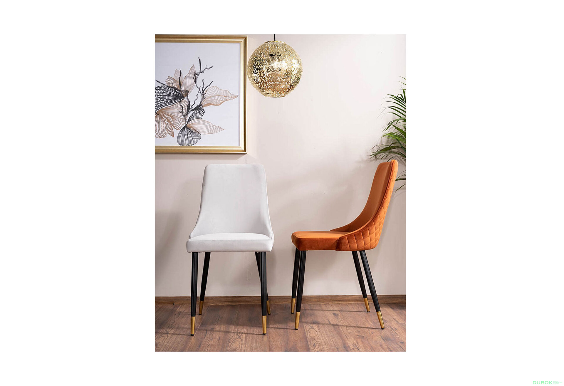 Obrázek 4 - Židle Piano Velvet skořice Bluvel 4215, kov černý / zlatý