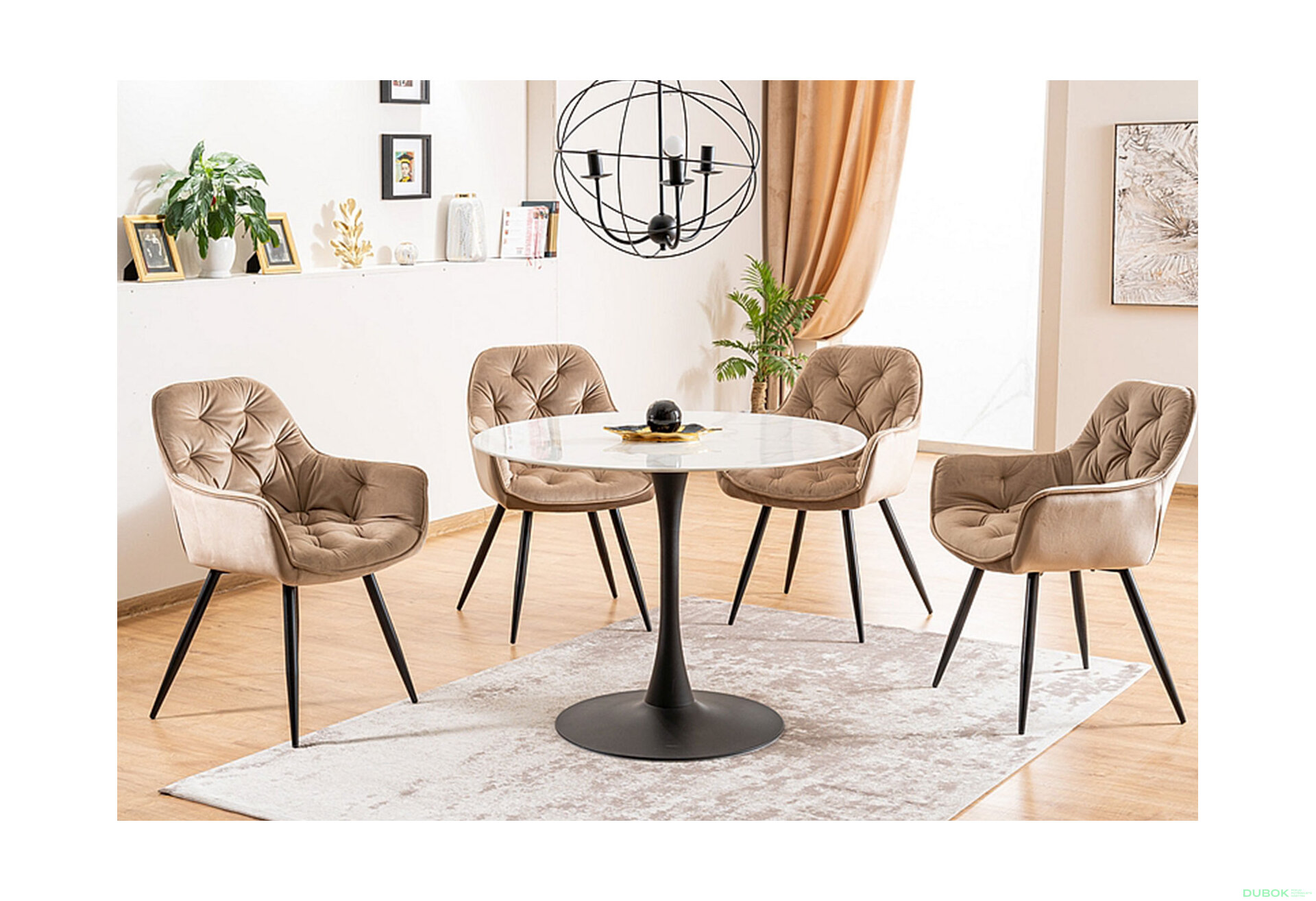 Obrázek 8 - Židle Cherry Velvet béžový Bluvel 28, matná černá kov