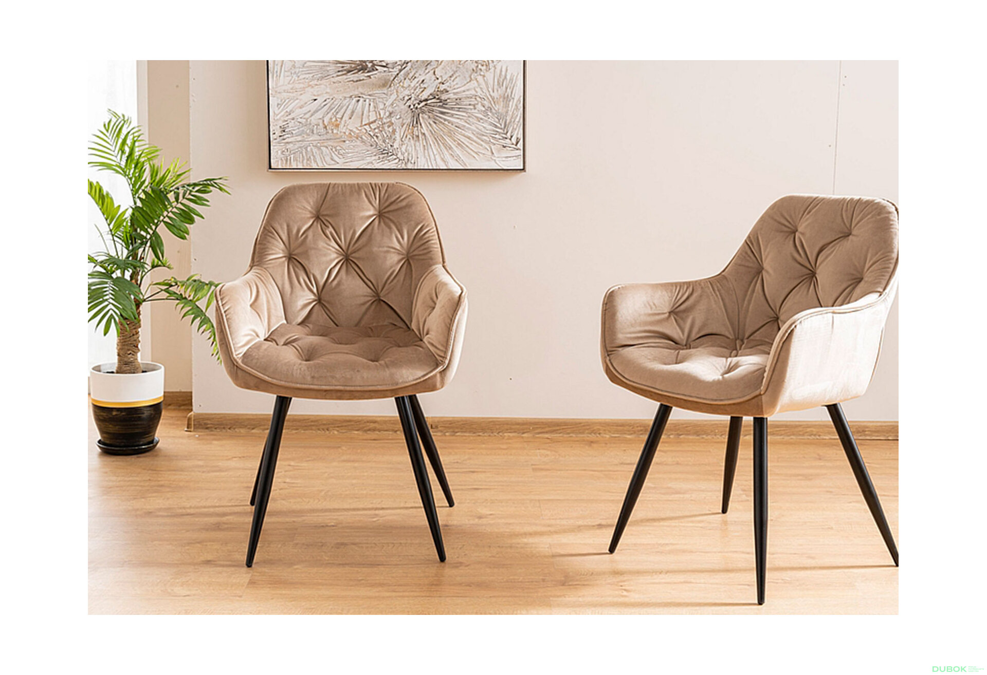 Obrázek 9 - Židle Cherry Velvet béžový Bluvel 28, matná černá kov
