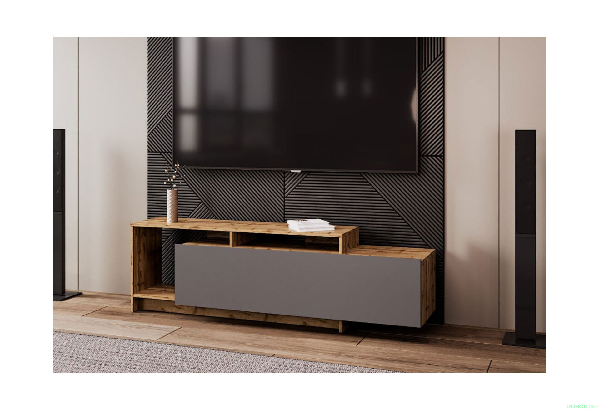 Obrázek 2 - TV stolek U2 tajo / grafit dřevotříska 160x38x48