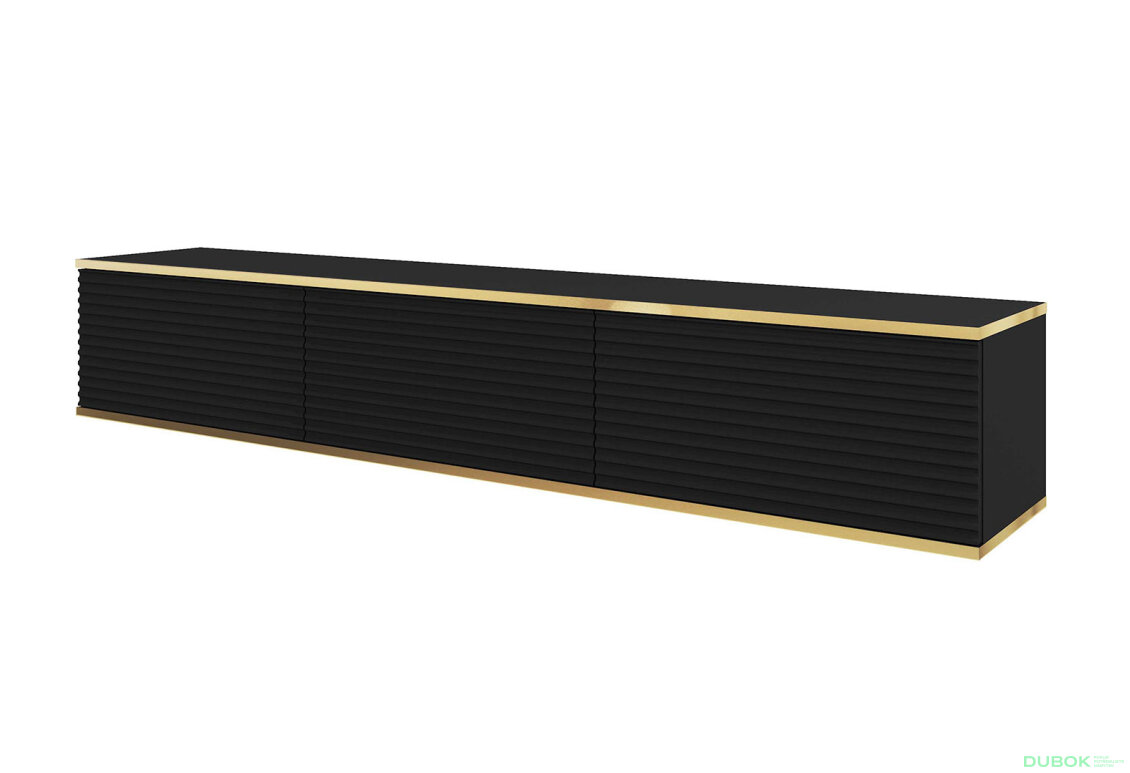 Obrázek 6137 - TV stolek RTV 175 MDF černý, zlaté nohy Oro