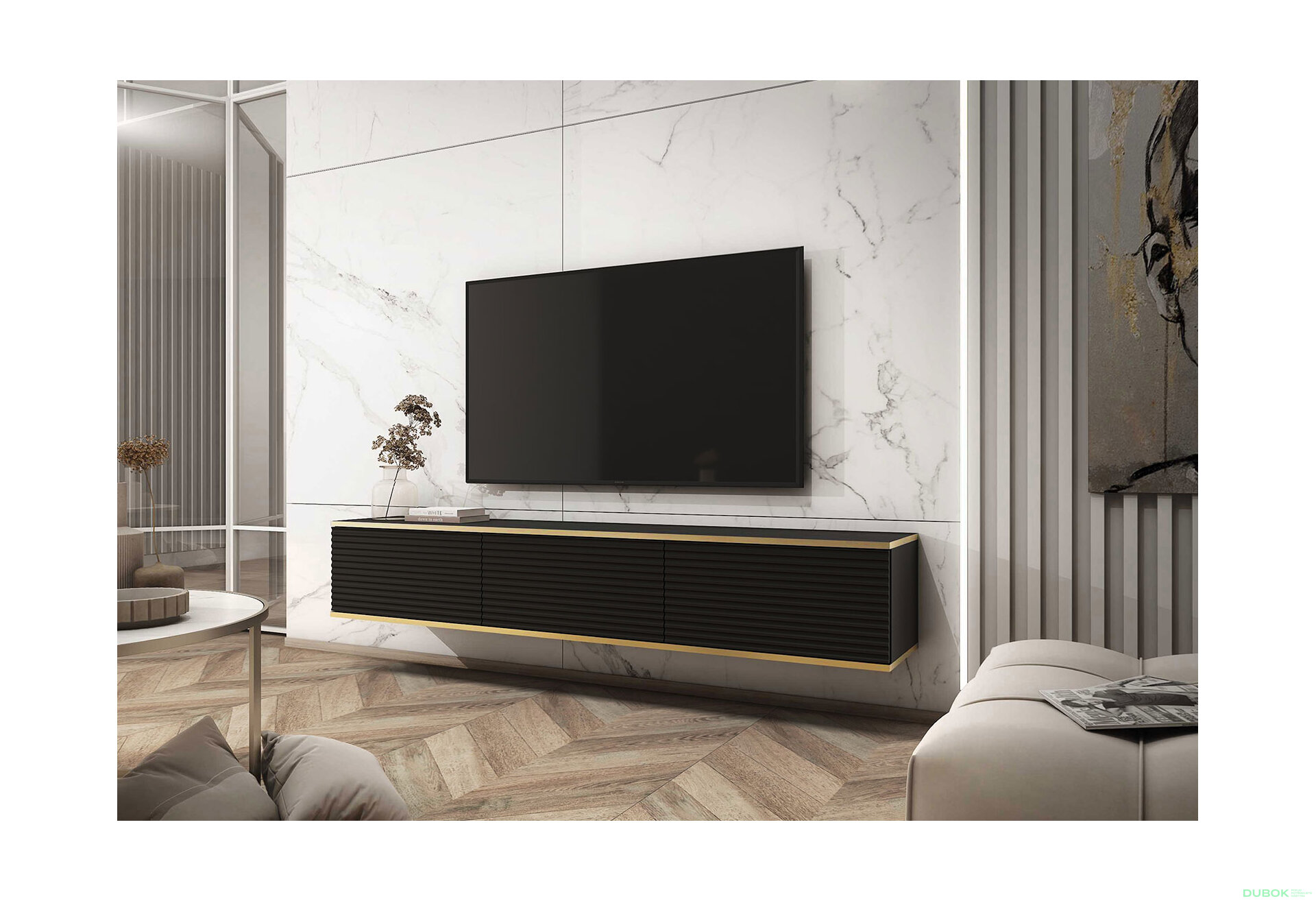 Obrázek 2 - TV stolek RTV 175 MDF černý Oro