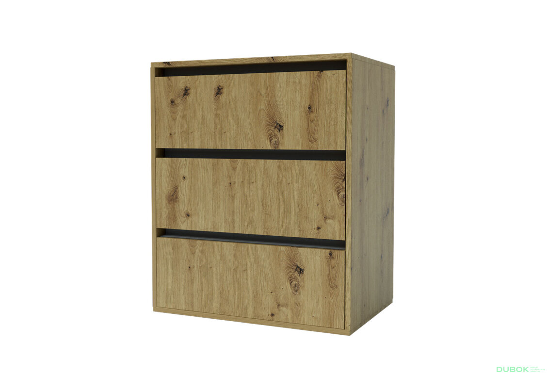 Komoda Idea K 760/600/3š dub artisan / šedý grafit