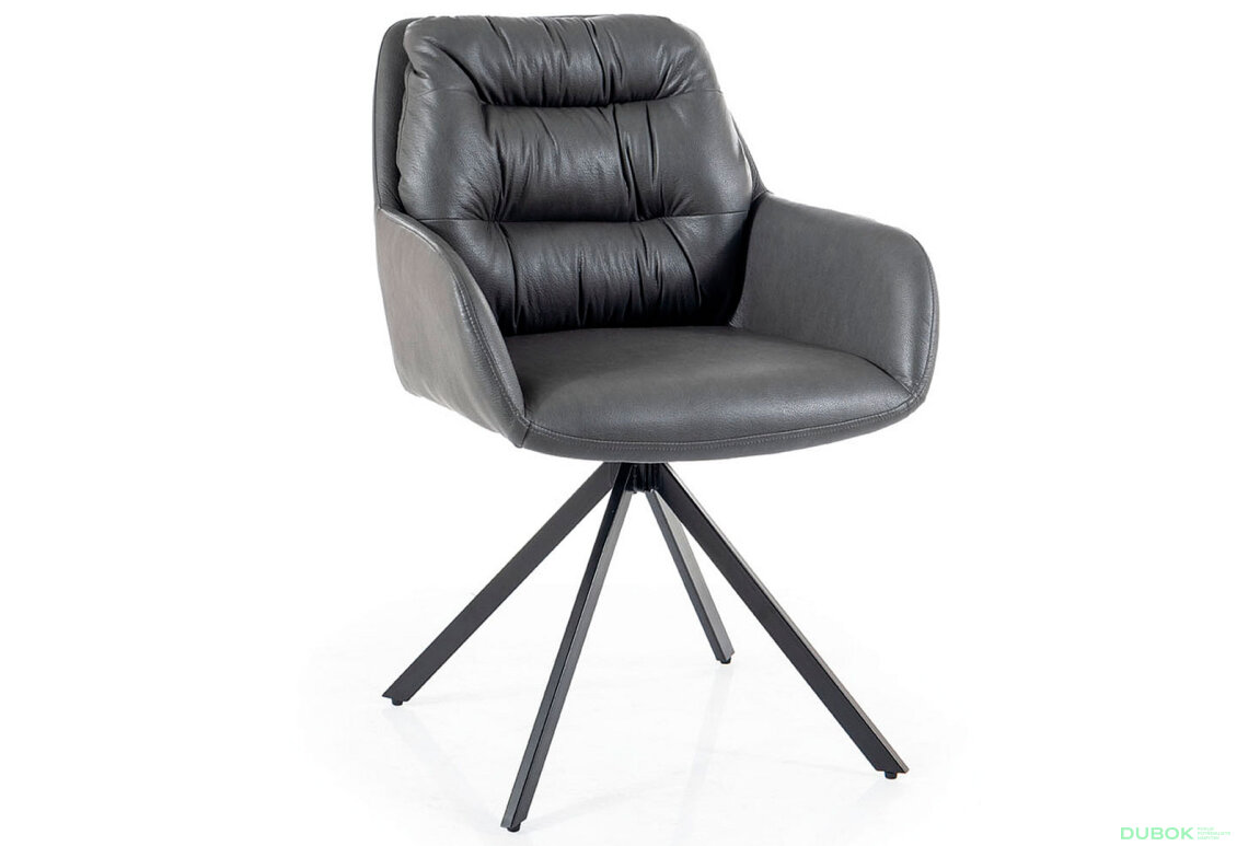Obrázek 2 - Židle Spello Velvet synt. kůže šedá Buffalo 06, kov černá matná