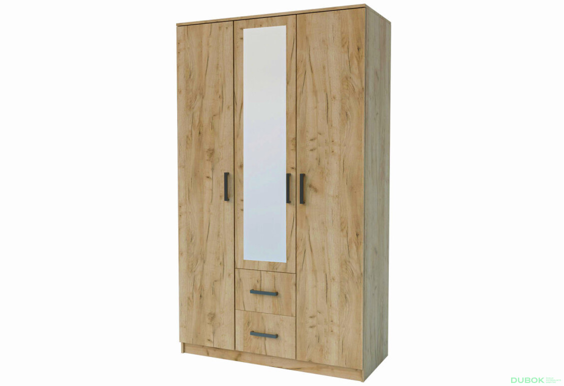 Skříň třídveřová se zásuvkami Simple 120 cm Dub kraft zlatý
