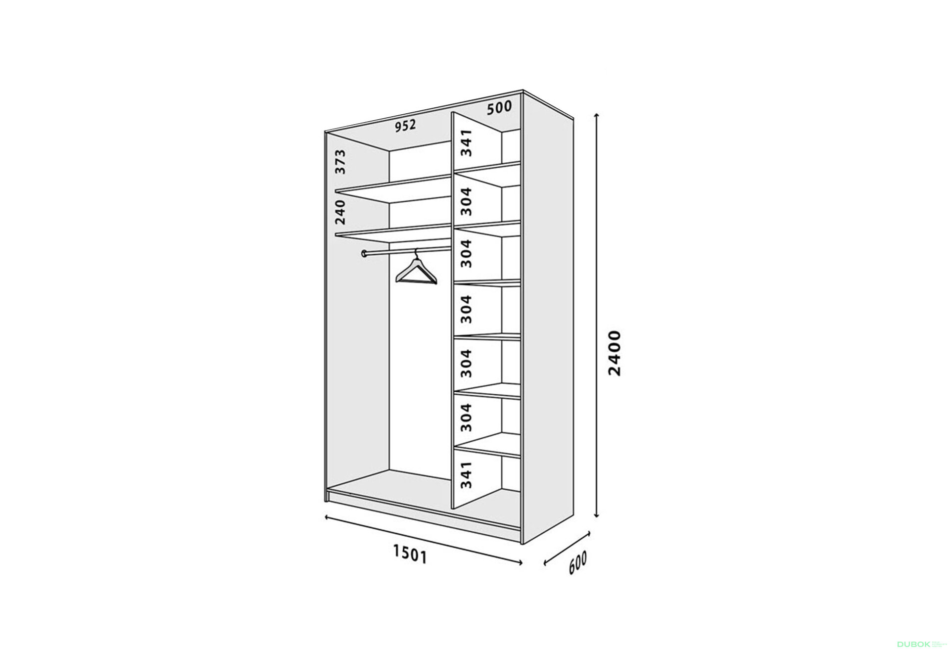 Obrázek 2 - Korpus 1500x600x2400 Světlý dub sonoma