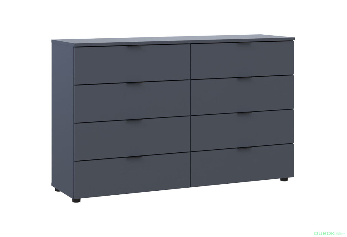 Obrázek 4 - Komoda Ron 8 s 8 zásuvkami 130x38x81 grafit