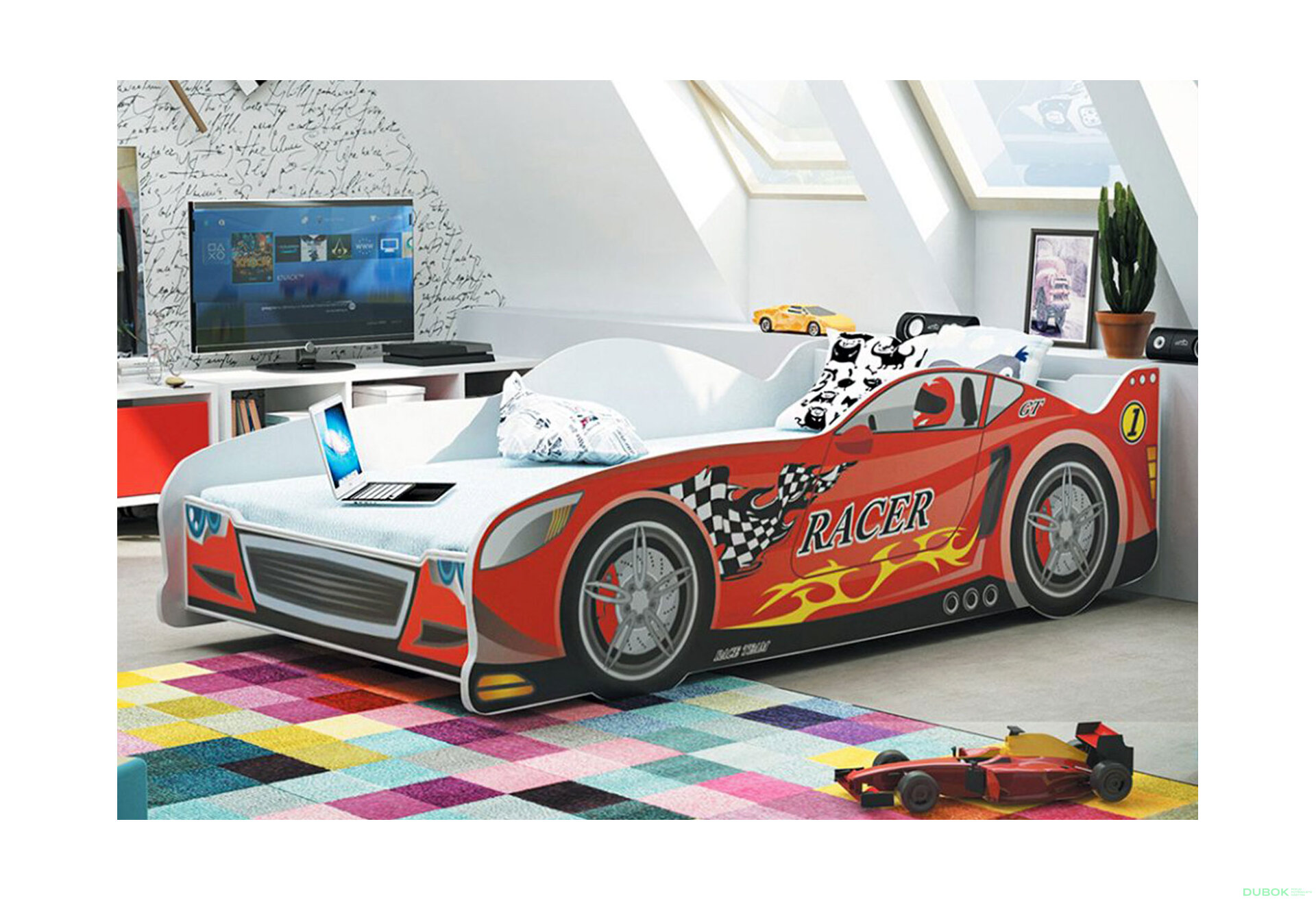 Obrázek 2 - Postel pro děti Cars 80x160 s roštem Sportovní auto