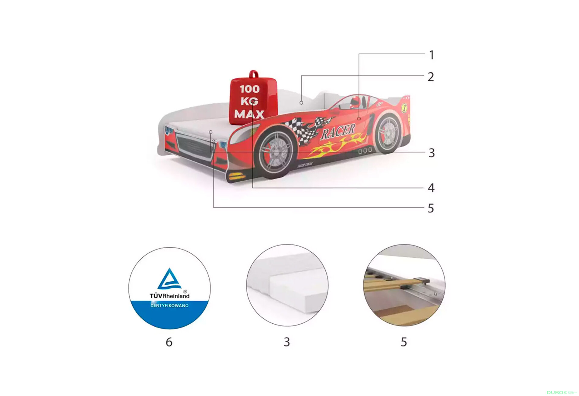Obrázek 4 - Postel pro děti Cars 80x160 s roštem Sportovní auto