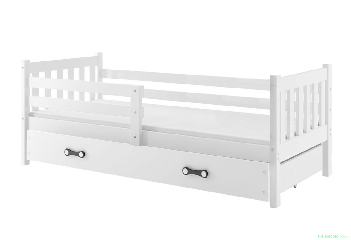Obrázek 2 - Postel Carino bílé, zásuvka bílá 90x200 cm s roštem, matrací