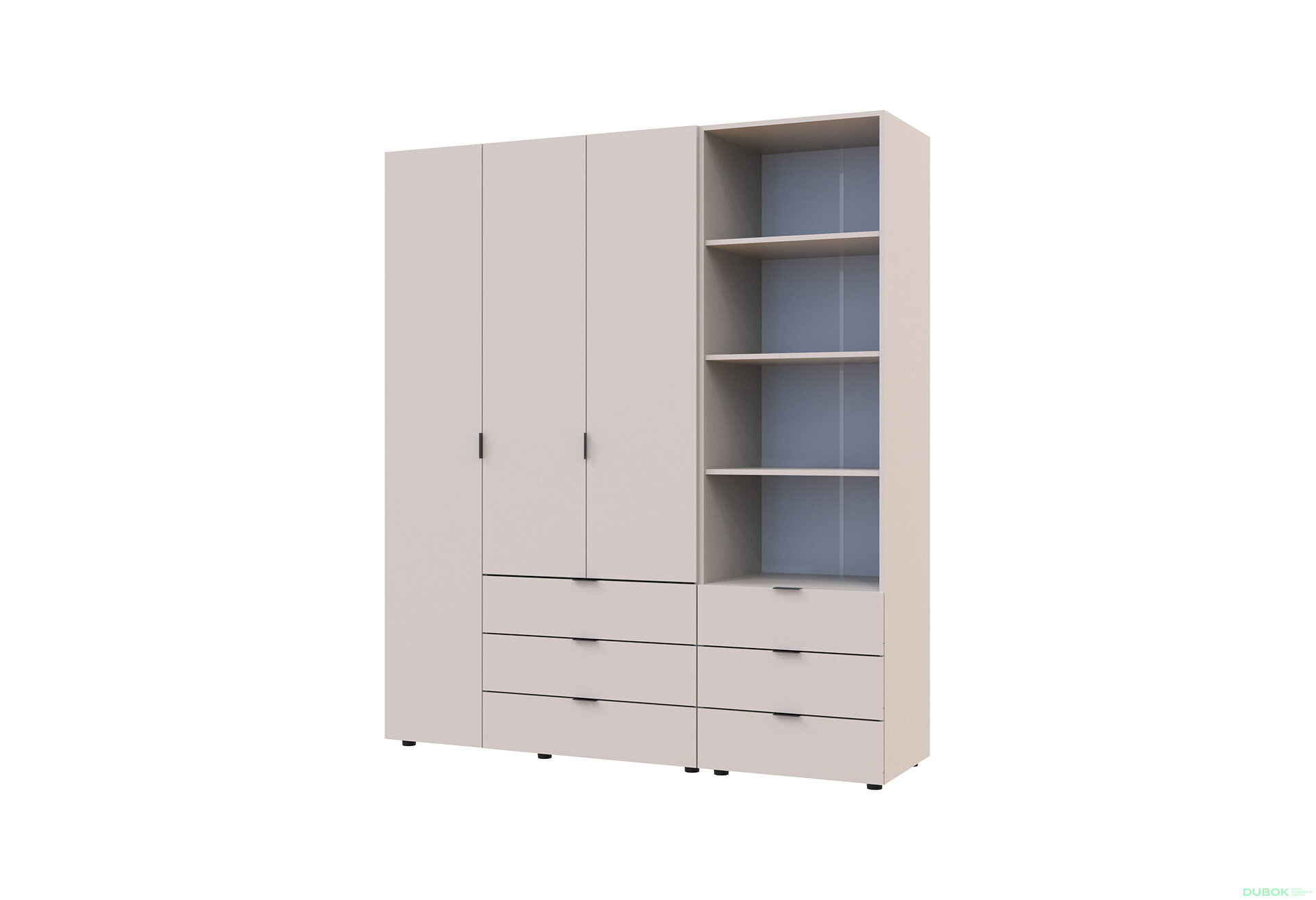 Obrázek 1 - Skříň 3D s regálem se zásuvkami Gelar 176.2 cm kašemír