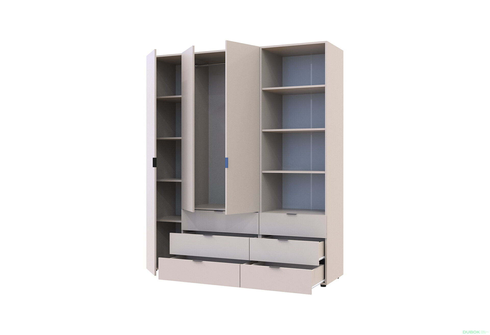 Obrázek 2 - Skříň 3D s regálem se zásuvkami Gelar 176.2 cm kašemír