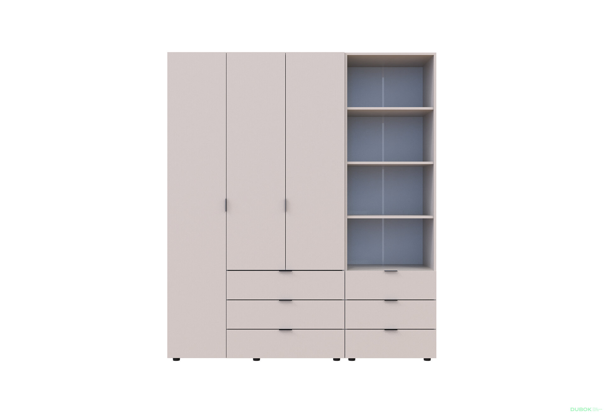 Obrázek 3 - Skříň 3D s regálem se zásuvkami Gelar 176.2 cm kašemír