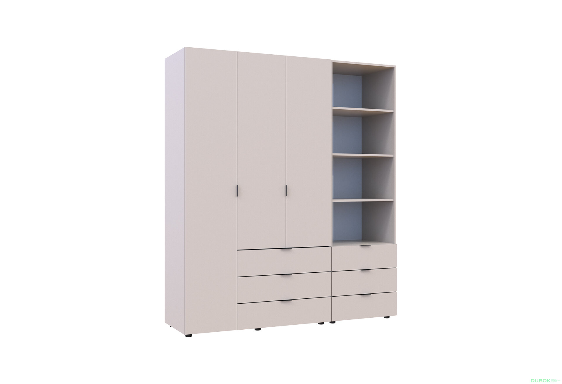 Obrázek 4 - Skříň 3D s regálem se zásuvkami Gelar 176.2 cm kašemír