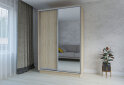 Obrázek 3 - Skříň s posuvnými dveřmi 1400x2200x600 1LTD 1 Zrcadlo dub sonoma, profil stříbrný