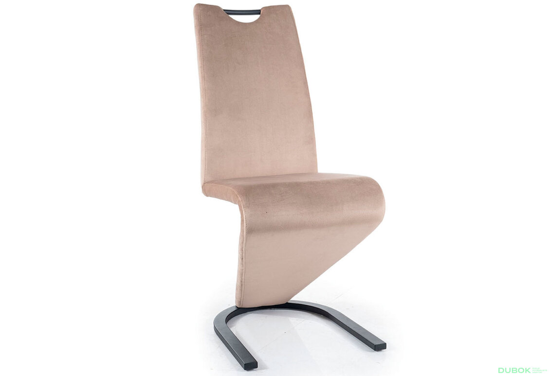 Obrázek 2 - Židle H-090 Velvet tmavě béžový Bluvel 40, matná černá kov