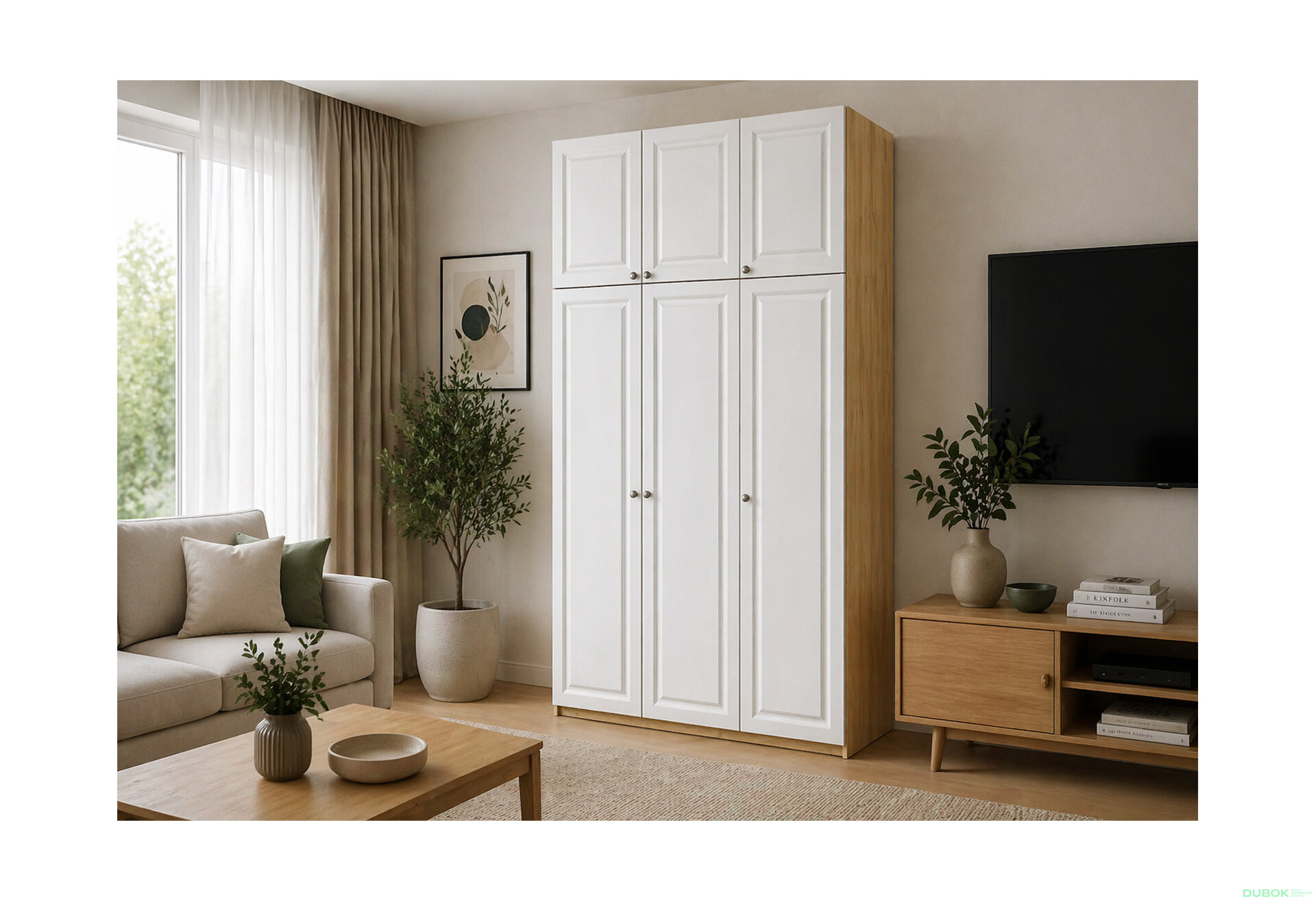 Obrázek 2 - Skříň Madrid 150×55×275 cm s nástavci, dub appalachi / bílý