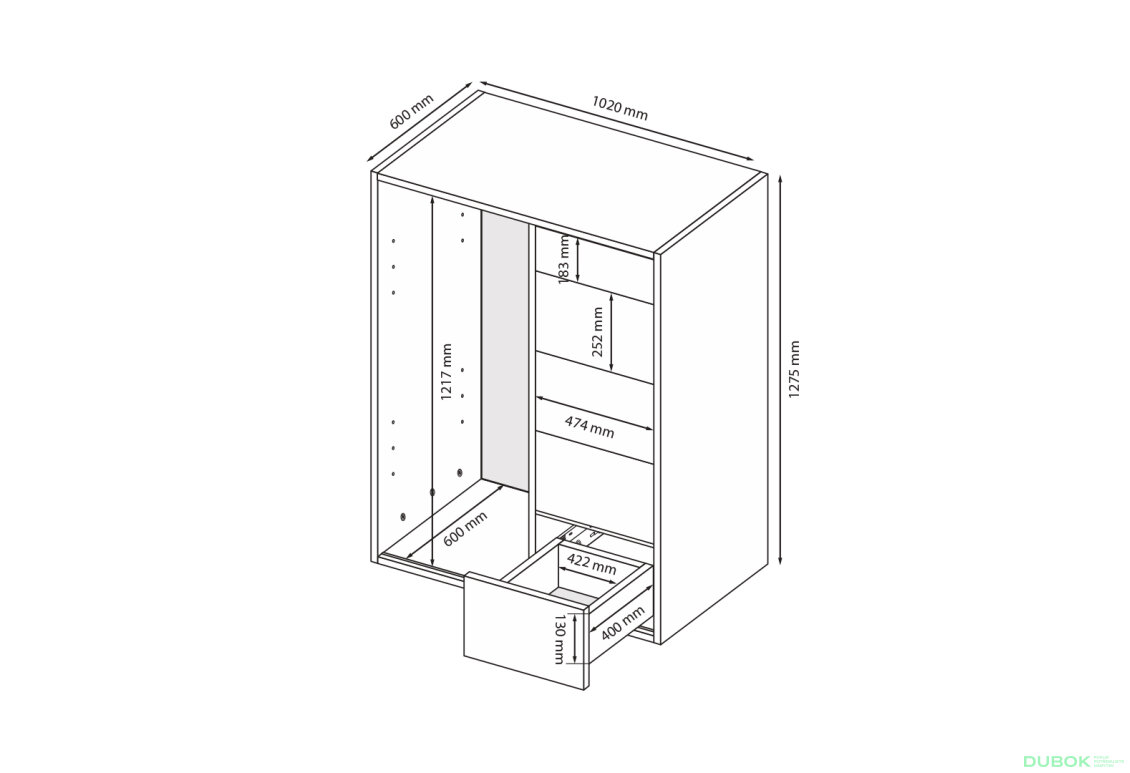 Obrázek 5 - Komoda 1dv 5šx (Bílá) Case