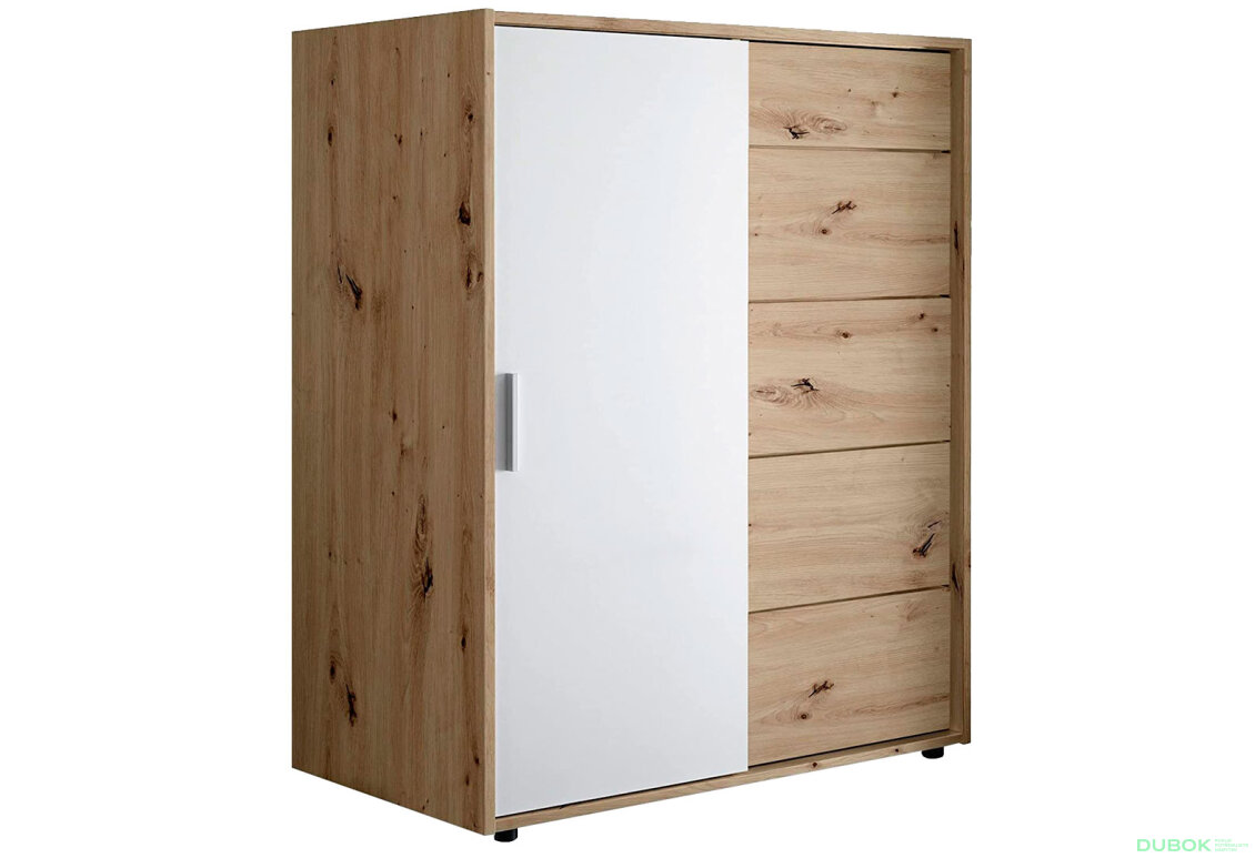 Komoda 1dv 5šx (Bílá / Dub artisan) Case
