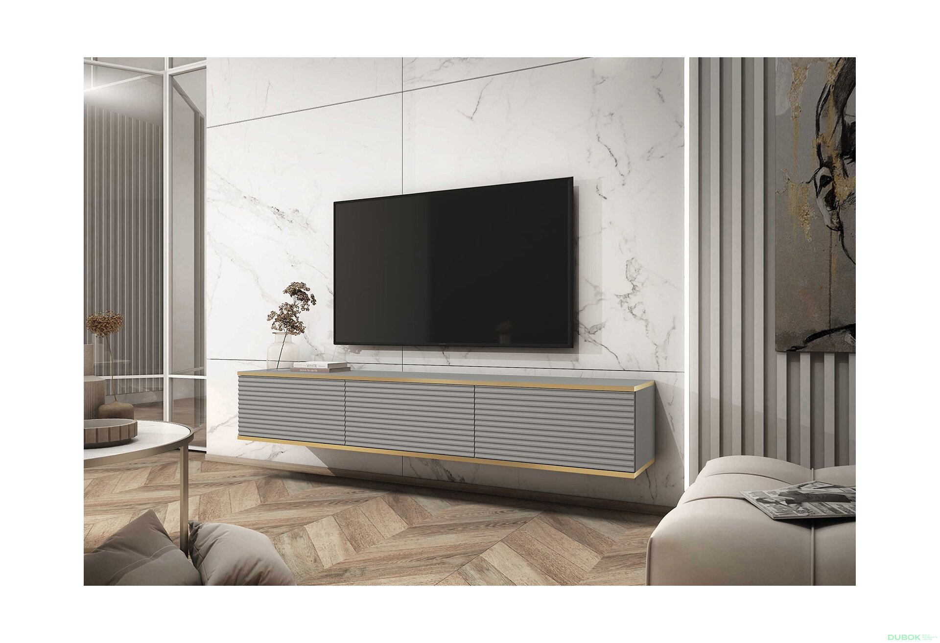 Obrázek 2 - TV stolek RTV 175 MDF šedý Oro