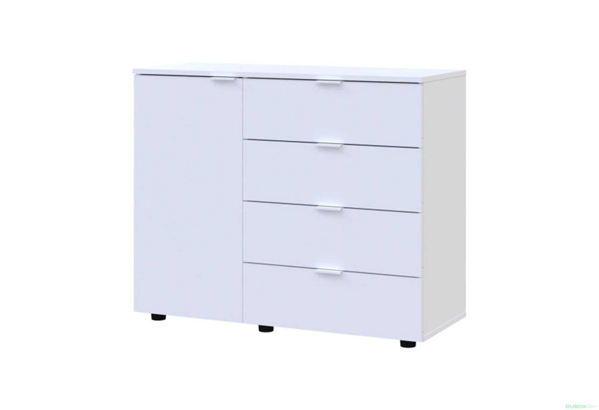 Obrázek 1 - Komoda s dvířky a 4 zásuvkami GC1 100 cm Gelar Bílá
