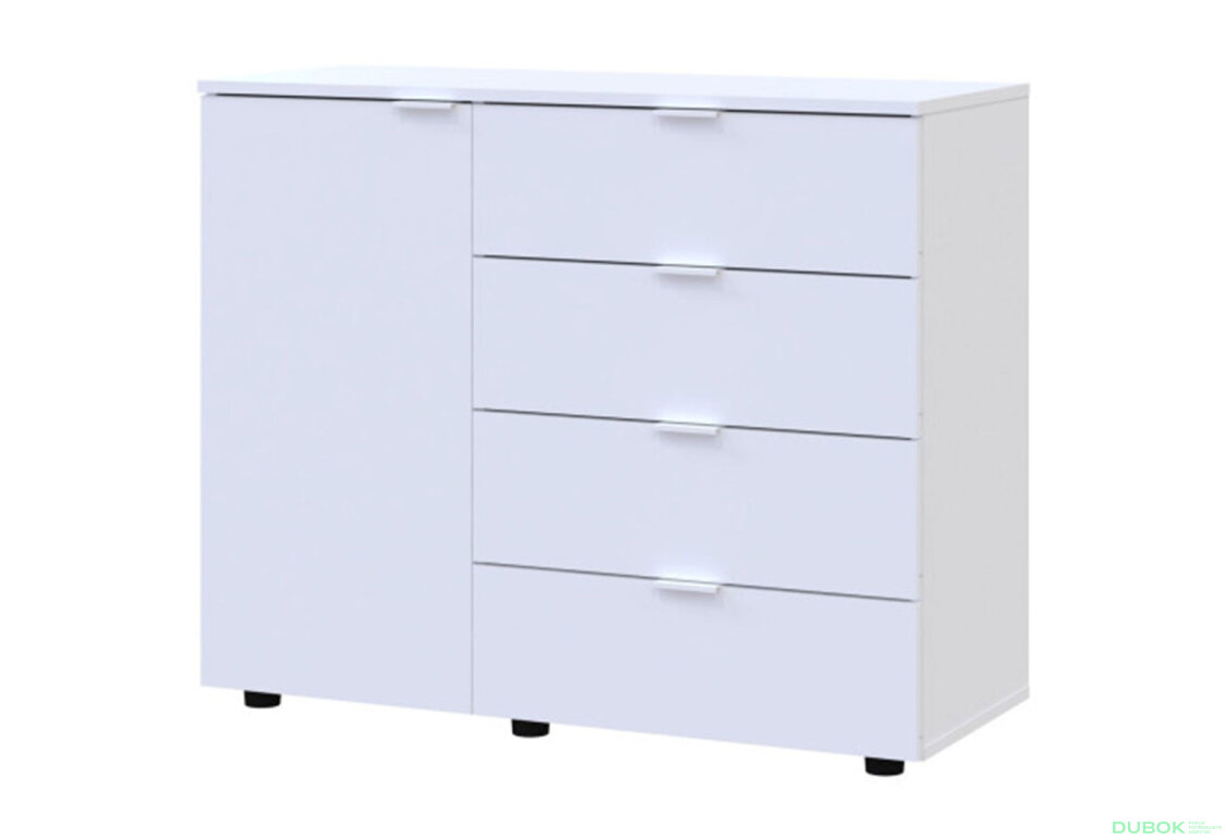 Komoda s dvířky a 4 zásuvkami GC1 100 cm Gelar Bílá