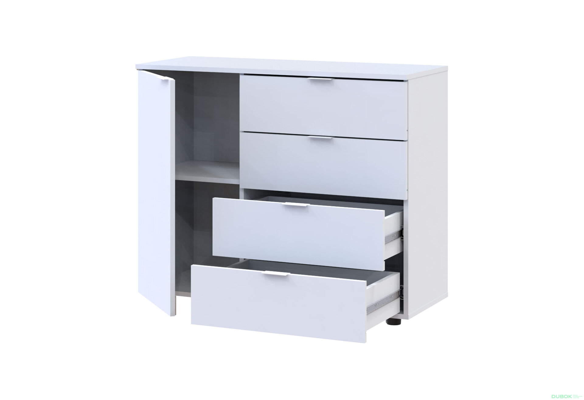 Obrázek 3 - Komoda s dvířky a 4 zásuvkami GC1 100 cm Gelar Bílá
