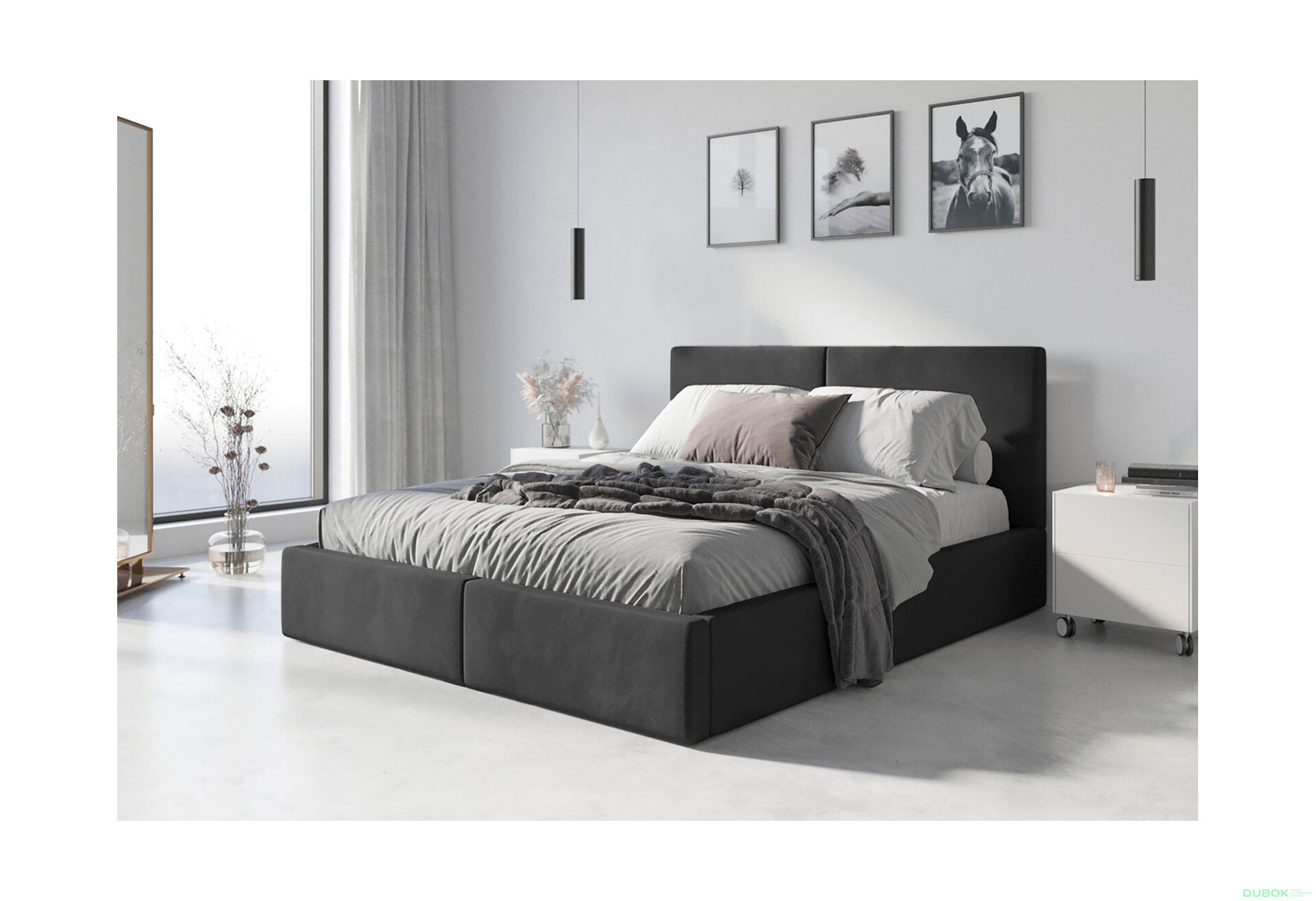 Obrázek 4 - Postel Hilton grafit 180x200 cm s roštem, matrací