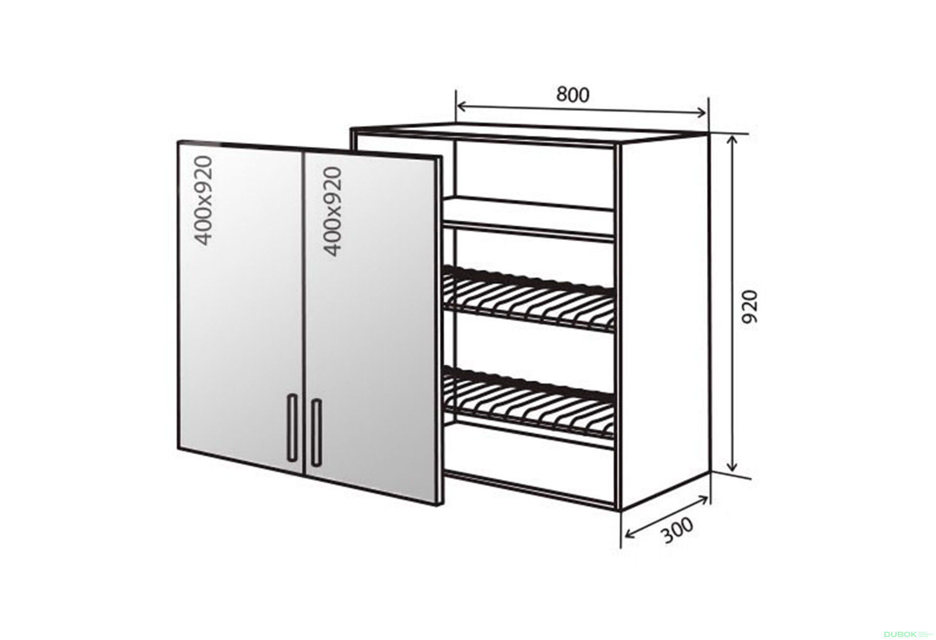 Obrázek 1 - V49 Skříňka 2D 80 Sušák Vitrína BL Flet Lux