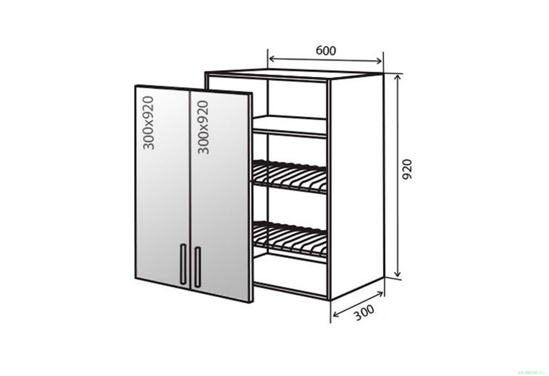 Obrázek 1 - V47 Skříňka 2D 60 Sušák Vitrina BL Flet Lux