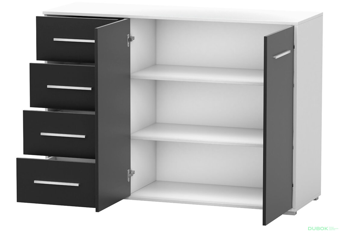 Obrázek 10 - Komoda Frida 01 135 2D4S bílý / černý