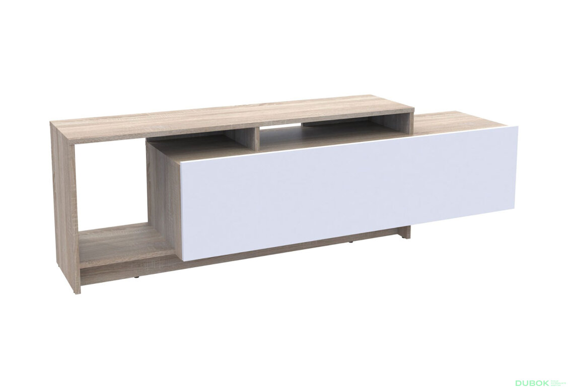 Obrázek 6 - TV stolek U2 dub sonoma / bílý dřevotříska 160x38x48