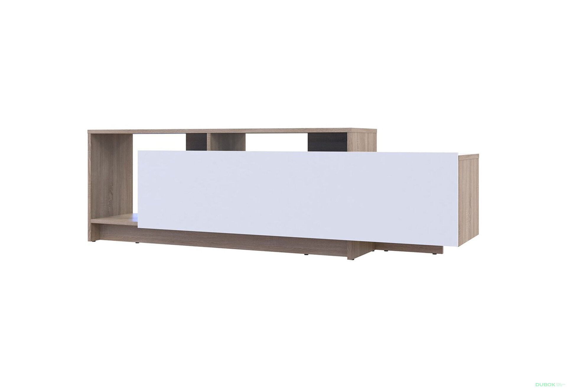 Obrázek 4 - TV stolek U2 dub sonoma / bílý dřevotříska 160x38x48