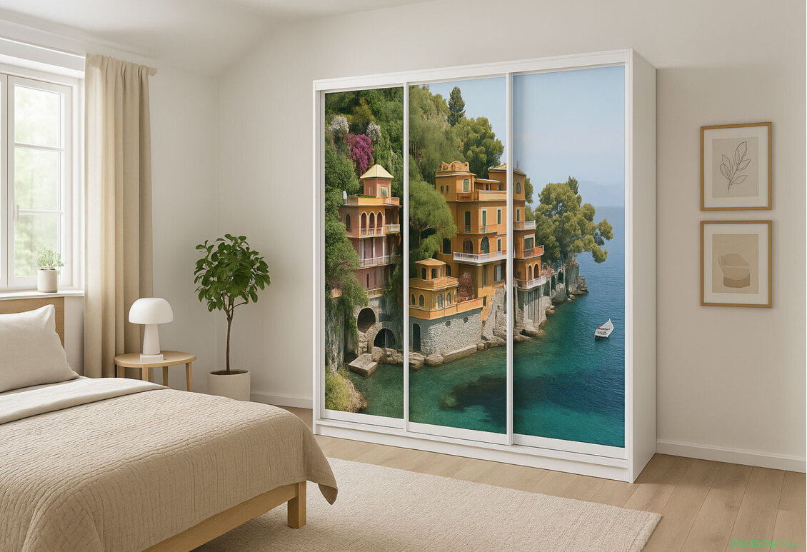 Obrázek 2 - Skříň Rim-Veneziano 3D 1.8 m bílá s fasádami fototisk F23LSR